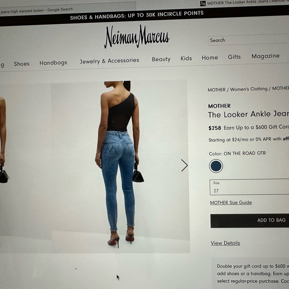 MOTHER high waisted, the looker ankle jeans, worn once
